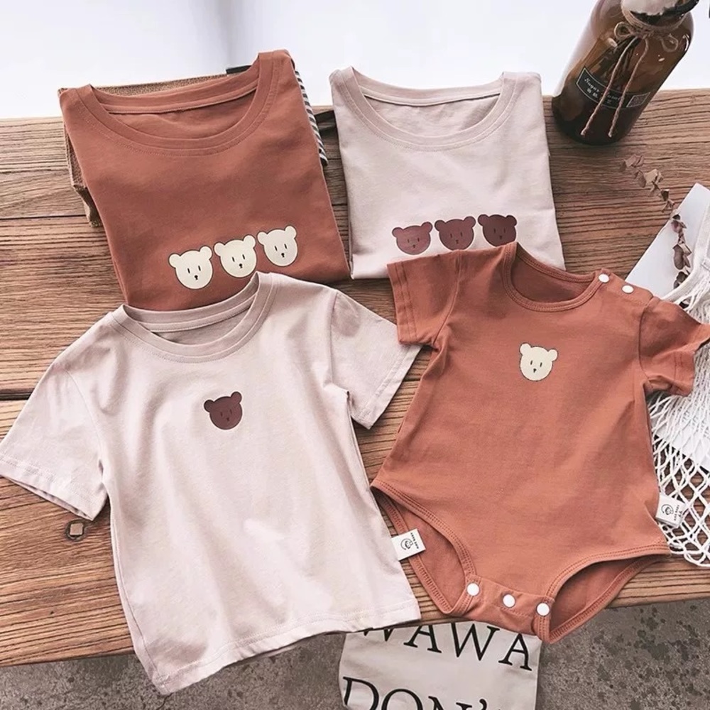 Cute Bear Print Family Matching Clothing Set